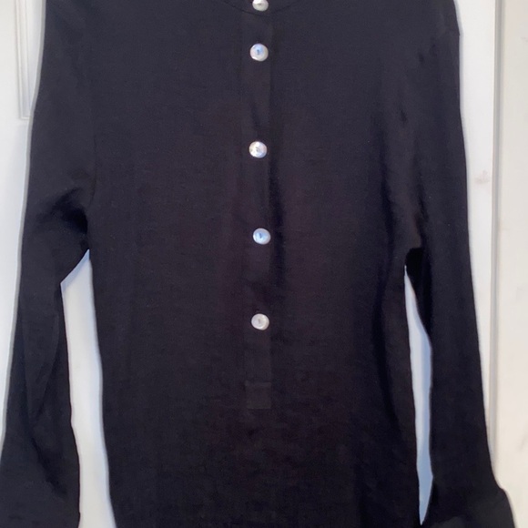Zara Woman black tunic with mother pearl button and two sides split size L - Picture 4 of 10
